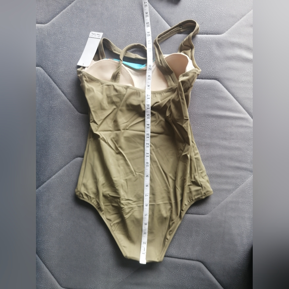 Pierre Cardin Blue Orange Olive Greek Pattern One-Piece Swimsuit - Picture 10 of 12